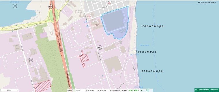 Cadastral map of the second adjacent plot near the future marina basin